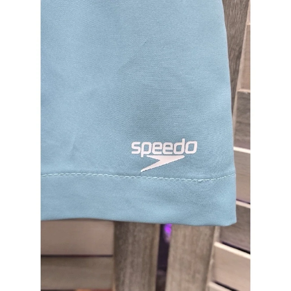 Speedo Swim Trunks Bathing Suit Mens Medium Black Gray Blue UPF 50 BlockTheBurn